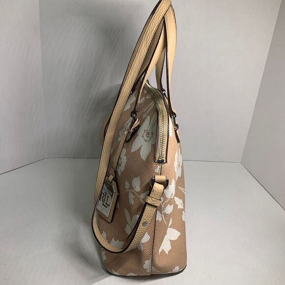 Lauren Ralph Lauren Amberly Dome Floral Satchel Tan/White - Picture 3 of 16